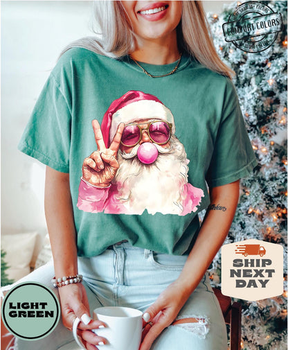 Funny Retro Santa With Sunglasses Tee