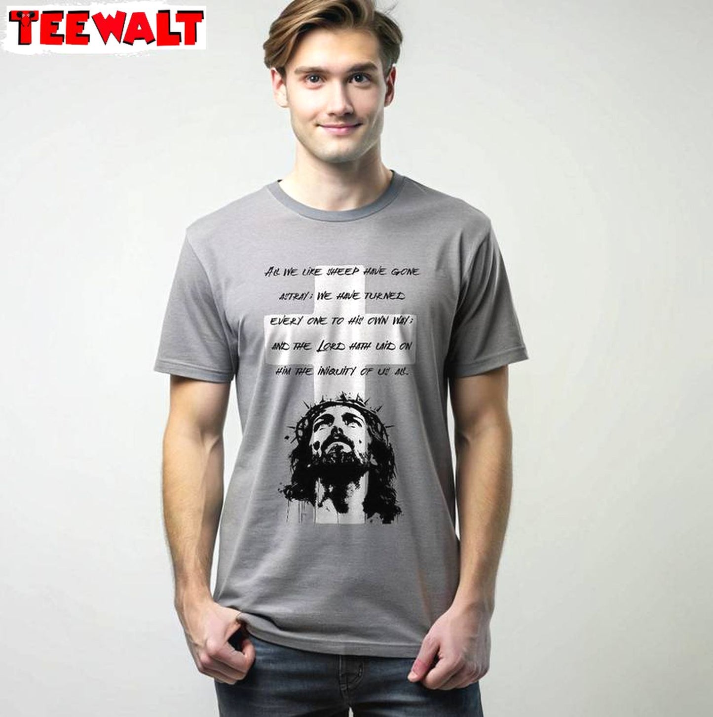 Jesus Christ Cross Cool Design Shirt , Trendy Isaiah 53 Long Sleeve Tee Tops