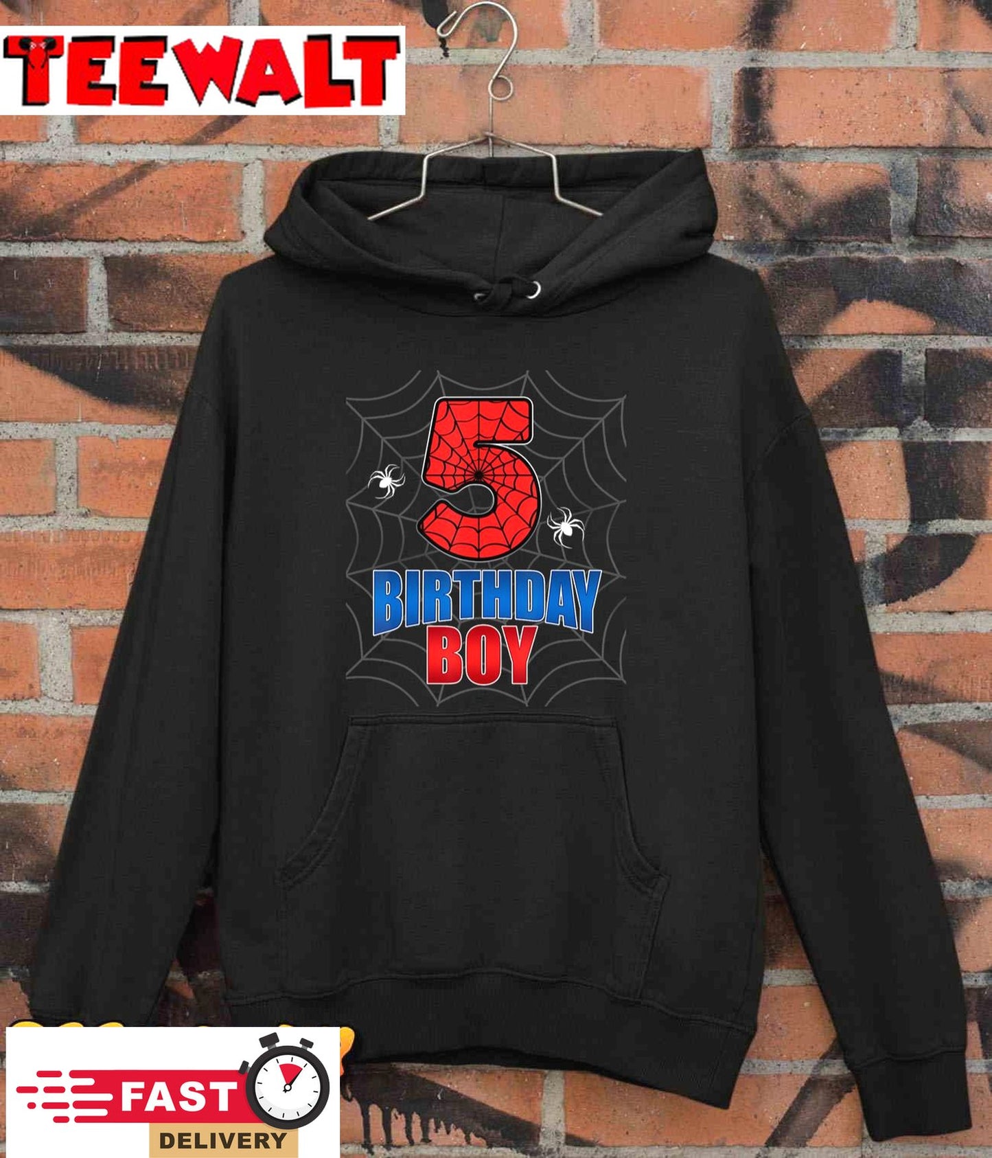 Spider Web Five 5 Years Old 5th Birthday Boy Party Kids T-Shirt