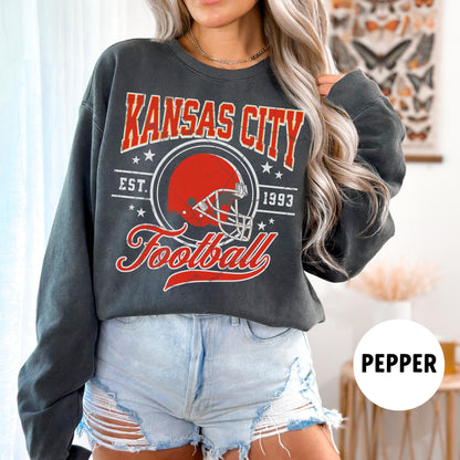 Kansas City Football Sweatshirt Vintage Crewneck Mahomes Butker Chiefs Shirt