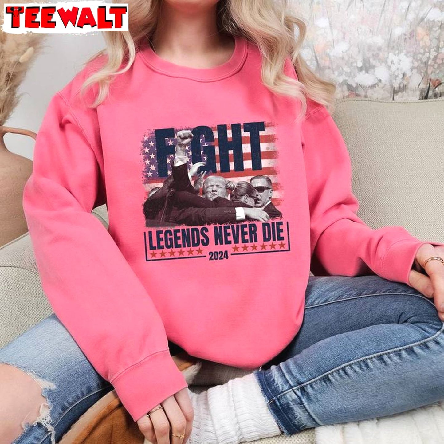 Legends Never Die Shirt, Comfort Colors Trump Legends Never Die Crewneck Long Sleeve