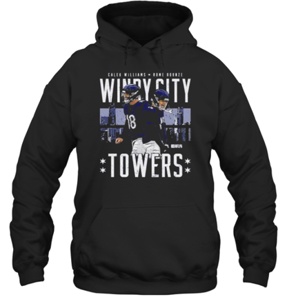 Caleb Williams And Rome Odunze Chicago Bears Windy City Towers T-Shirt