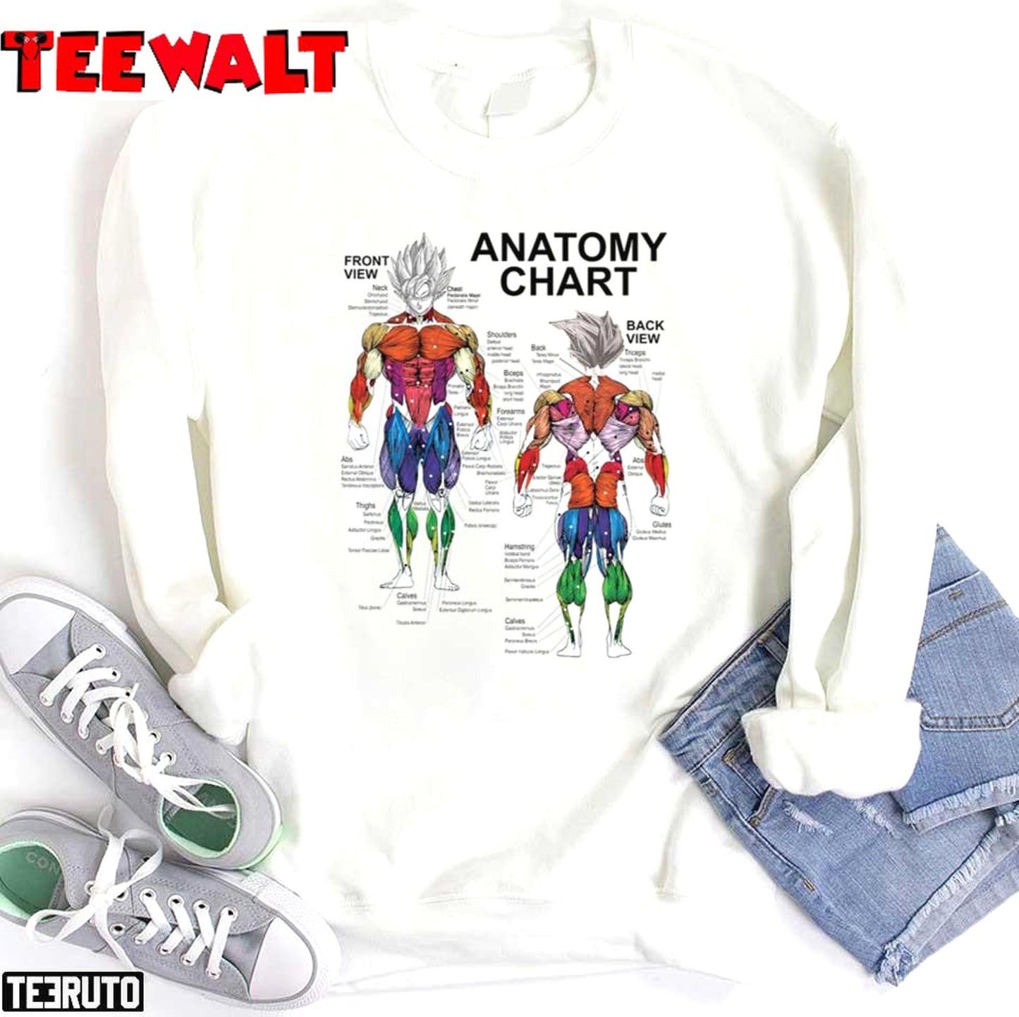 Anatomy Muscle Chart Diagram Anime Saiyan Unisex T-Shirt