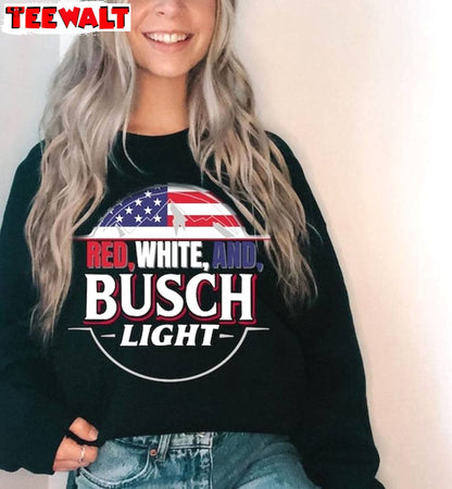 Red White And Busch Light Cool Design Shirt, Must Have Busch Light Tee Tops Sweater