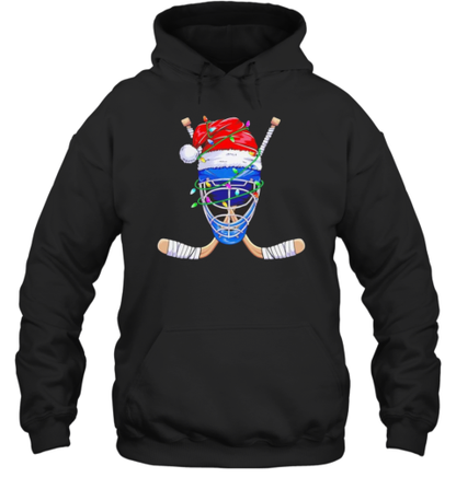 Ice Hockey Mask With Santa Hat Christmas T-Shirt