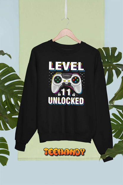 11th Birthday Boy Level 11 Unlocked Video Gamer 11 Years Old T-Shirt