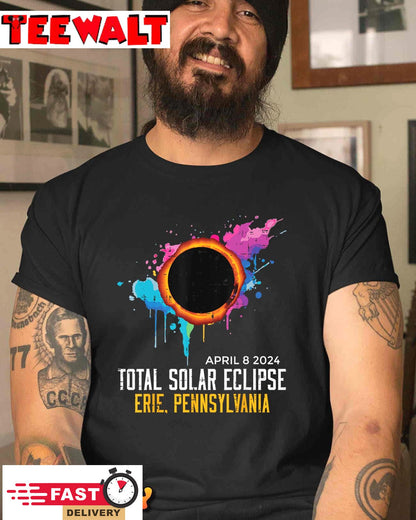 Erie Solar Eclipse 2024 Totality April 8 Men Women Kids T-Shirt