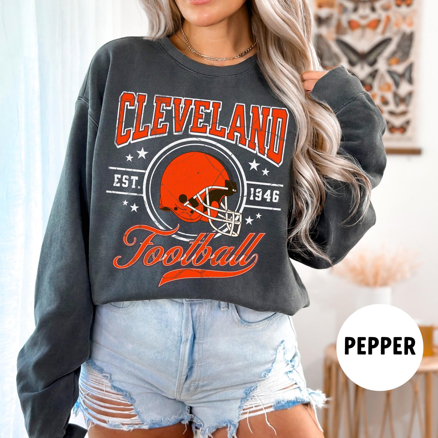 Comfort Colors Cleveland Football Sweatshirt - Retro Cleveland Fan Gift