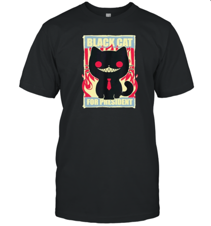 Black Cat For President Creepy Smile Election T-Shirt