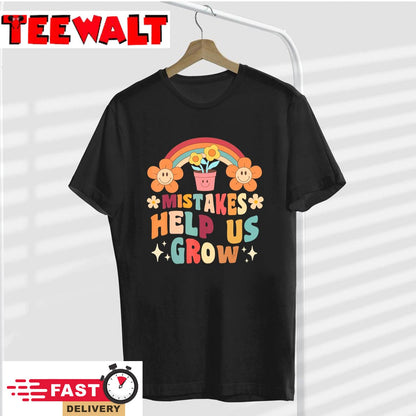 Retro Groovy Teacher Mindset Positive, Mistakes Help Us Grow T-Shirt