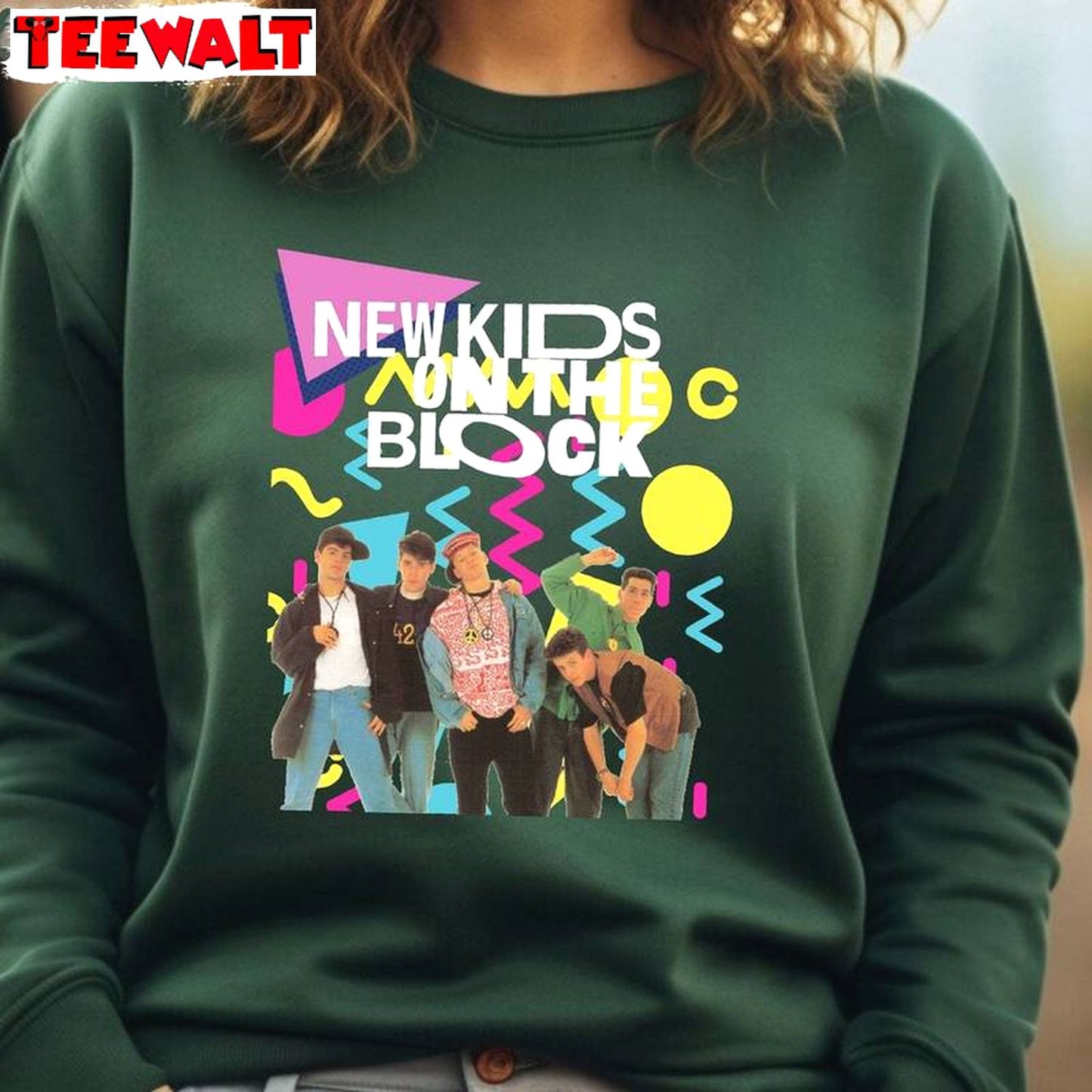 Trendy New Kids On The Block Shirt, Cool Design Classic Rock Concert Crewneck Long Sleeve