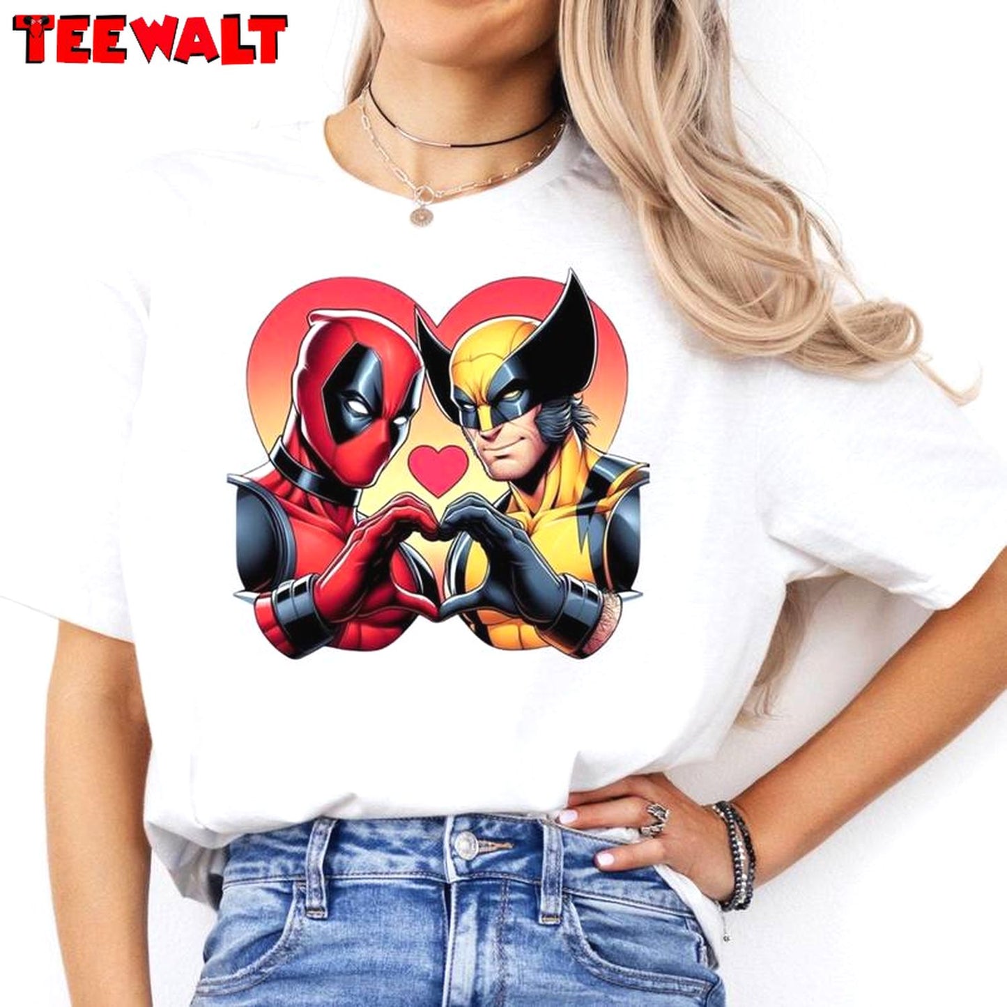 Trendy Deadpool And Wolverine Shirt, Cute Wolverine Deadpool 3 Movie Long Sleeve Hoodie