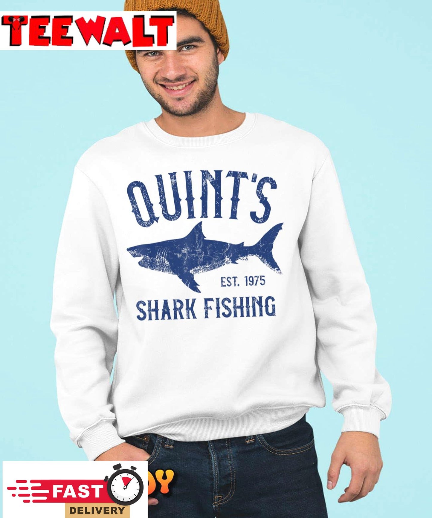 Vintage Quint's Shark Fishing 1975 Retro T-Shirt