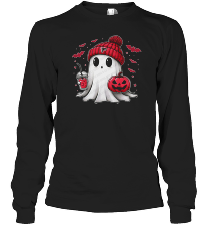 Halloween Atlanta Falcons NFL Football Fan Ghost With Pumpkin T-Shirt