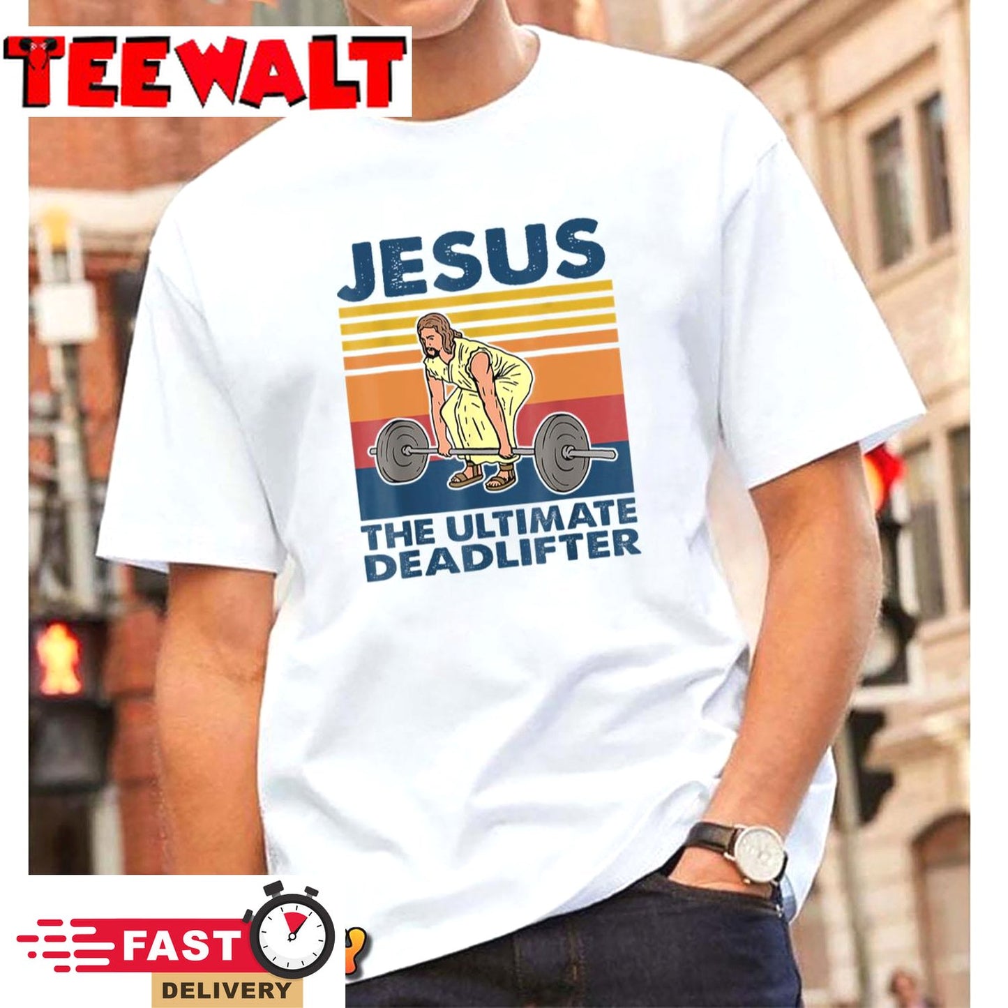 Jesus The Ultimate Deadlifter Funny Vintage Gym Christian T-Shirt