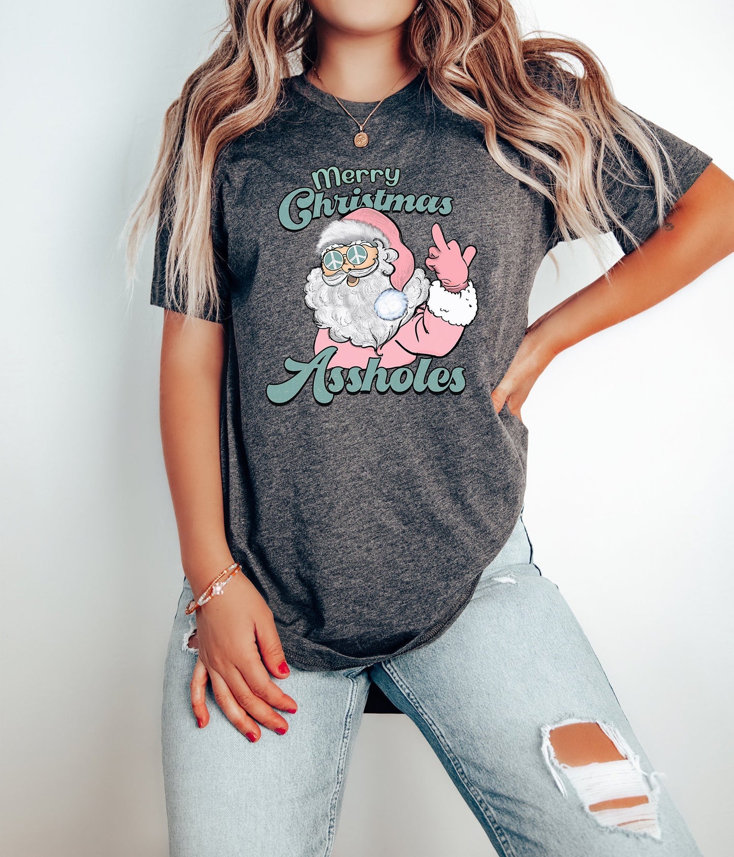 Funny Santa Merry Christmas Assholes Shirt