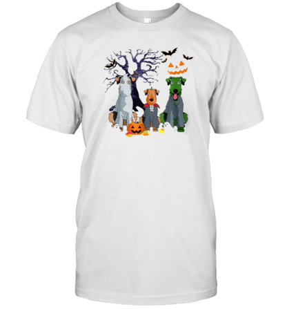 Halloween Airedale Terrier Dog Witch Scary Costume T-Shirt