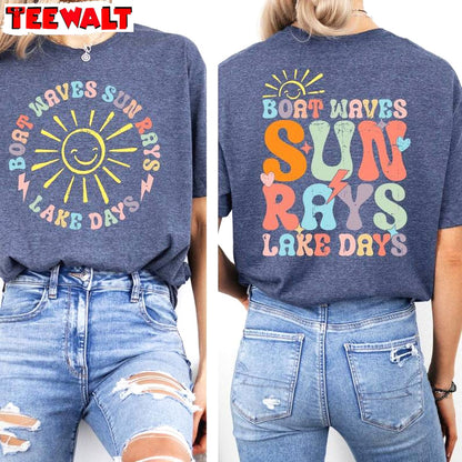 Lake Family Vacation Unisex T Shirt , Trendy Boat Waves Sun Rays Lake Days Shirt Long Sleeve