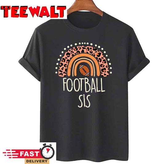 Leopard Rainbow American Football Sis Family Matching Sister T-Shirt