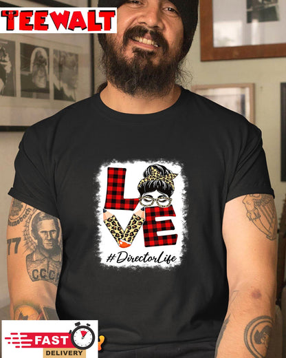 Director Love Messy Bun Leopard Buffalo Back To School T-Shirt