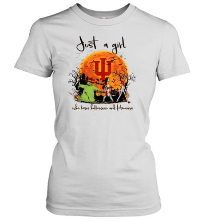 Just A Girl Who Love Halloween And Indiana Hoosiers Football T-Shirt