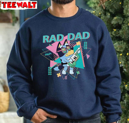 Limited Bluey Rad Dad Shirt, Groovy Rad Dad Club Crewneck Long Sleeve