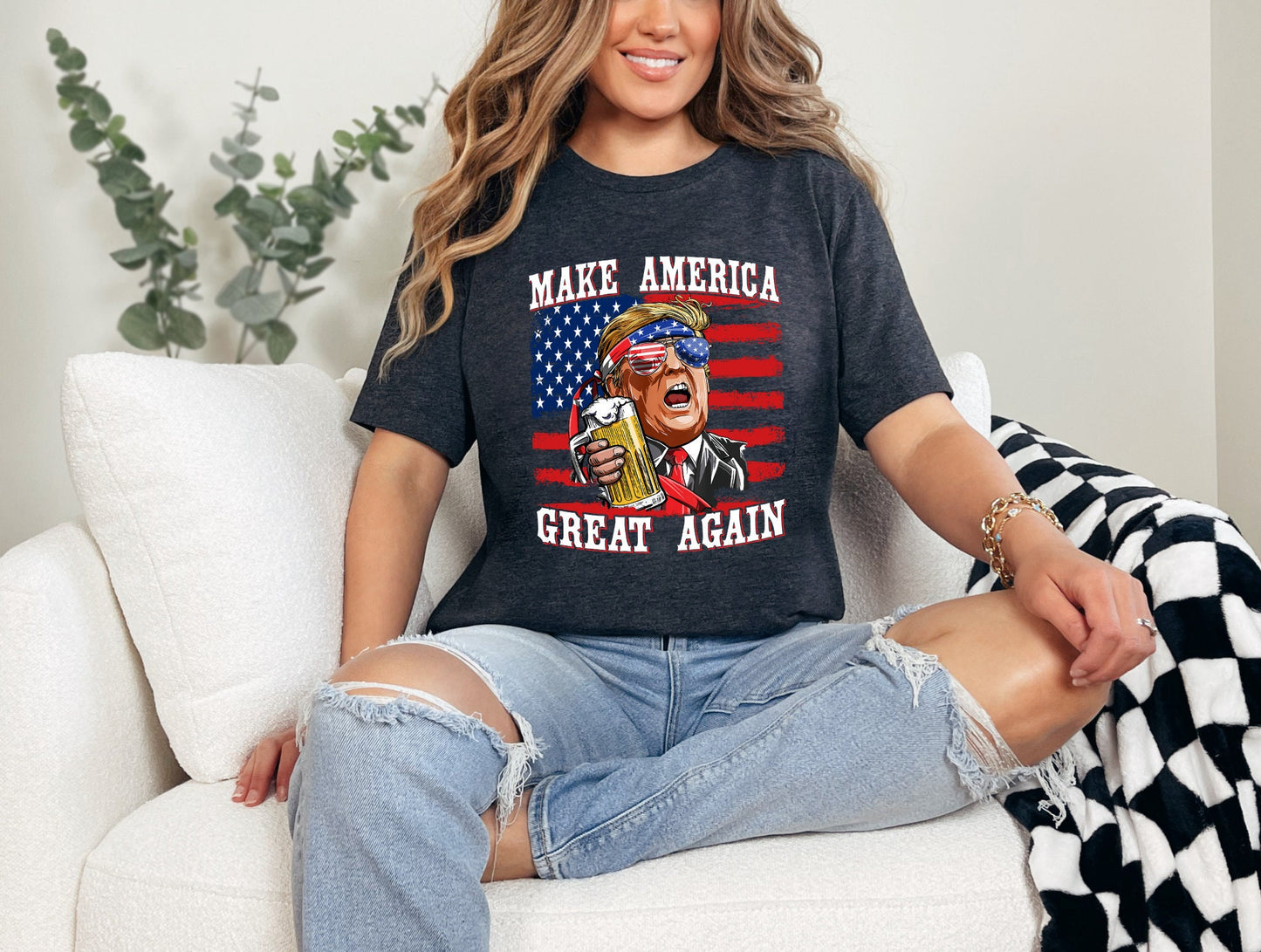 Patriotic Trump MAGA Shirt With Flag Design