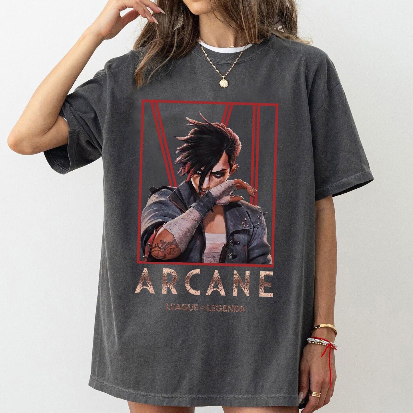 Arcane Vi Dark Wash Lol Gamer Shirt