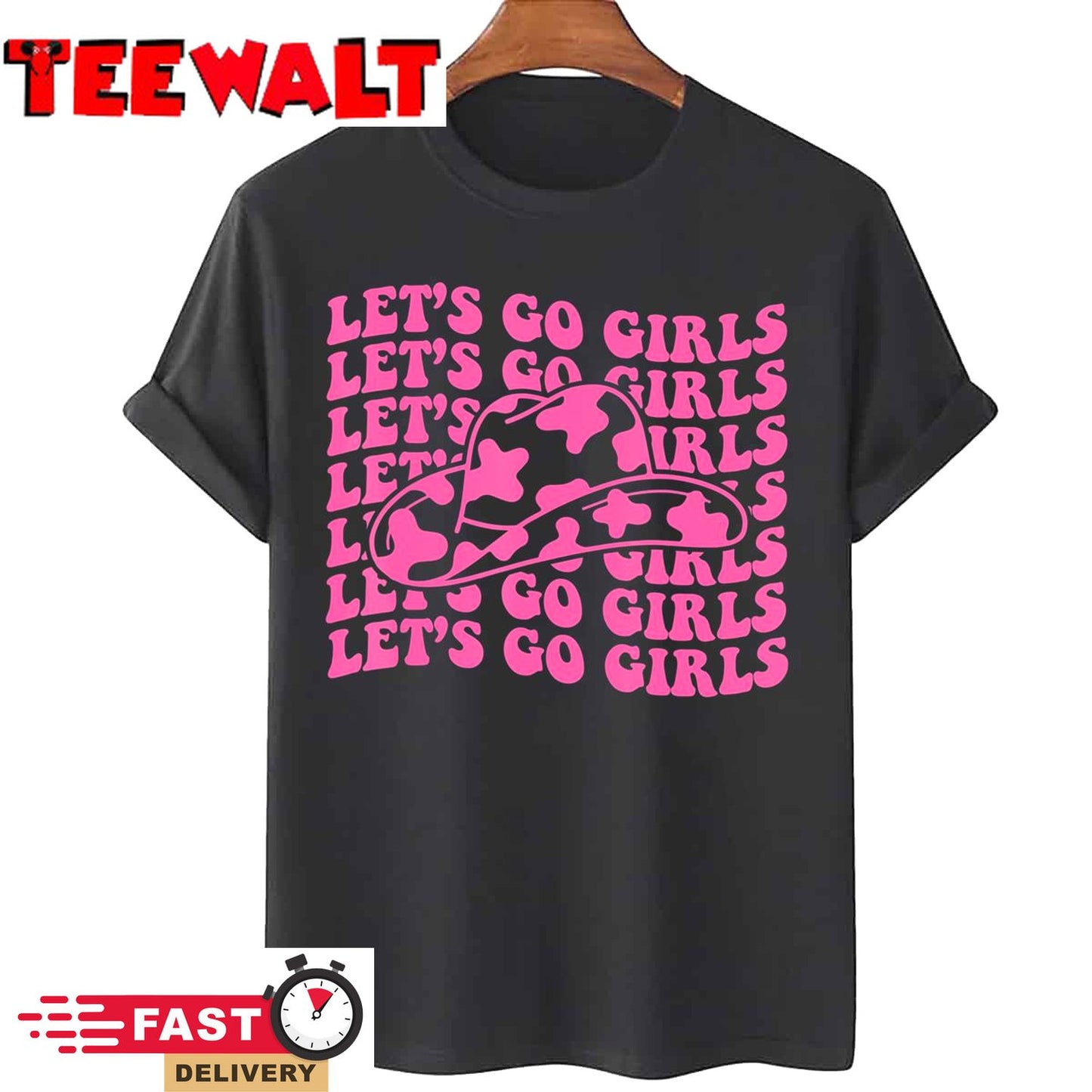 Cowboy Hat Let's Go Girls Western Pink Cowgirls T-Shirt