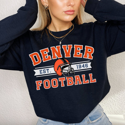 Vintage Denver Football Crewneck Sweatshirt, Classic Game Day Shirt