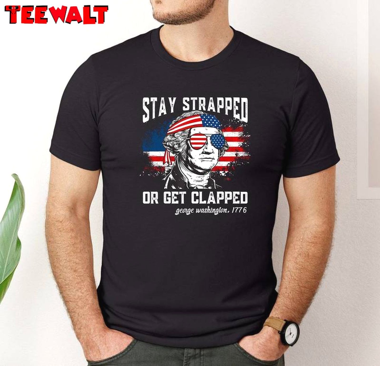 Awesome Fourth Of July Unisex Hoodie, Trendy Stay Strapped Or Get Clapped Shirt Sweater