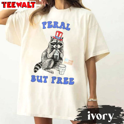 Cute Independence Day Crewneck, Trendy Feral But Free