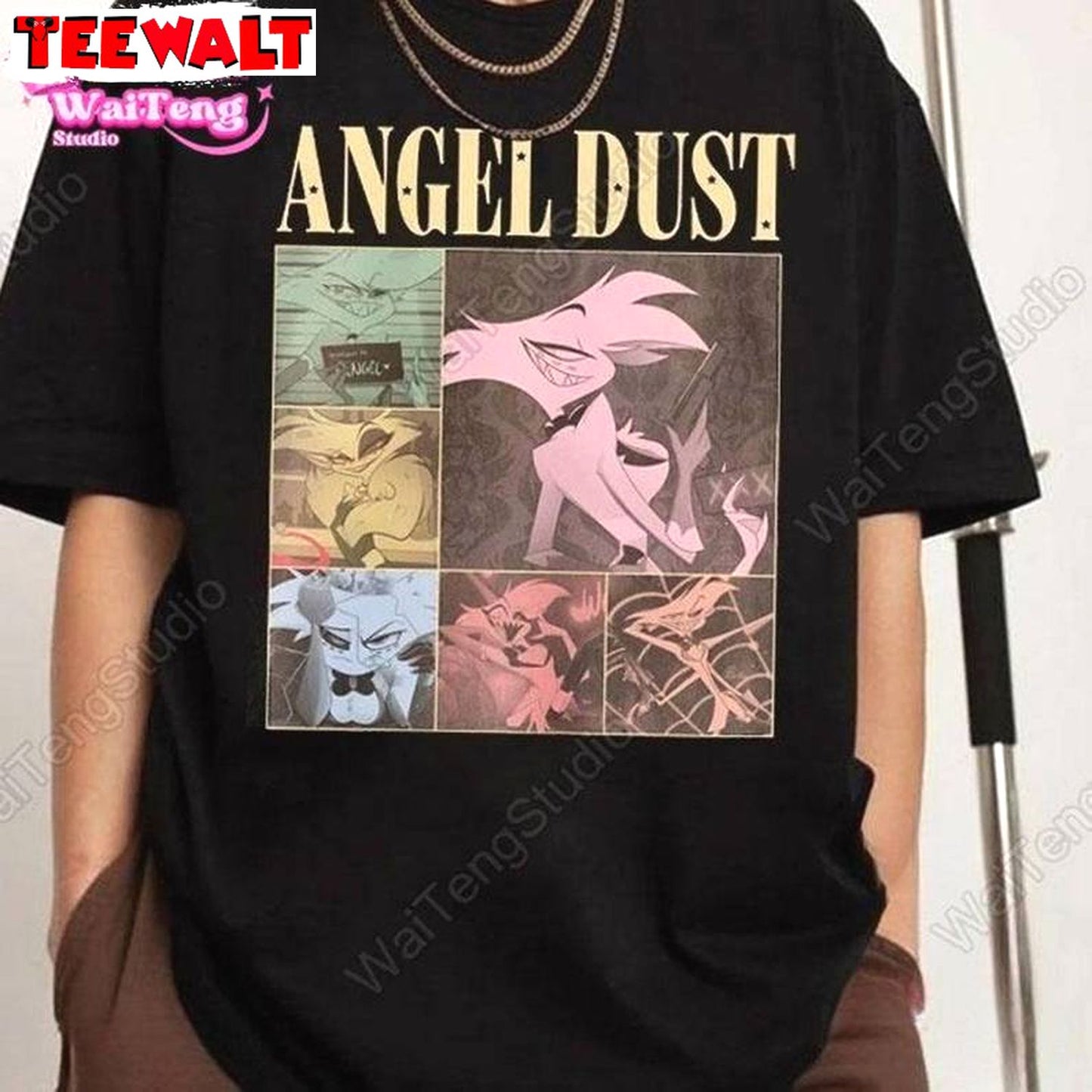 Hazbin Hotel New Rare Shirt, Must Have Angel Dust Short Sleeve Crewneck