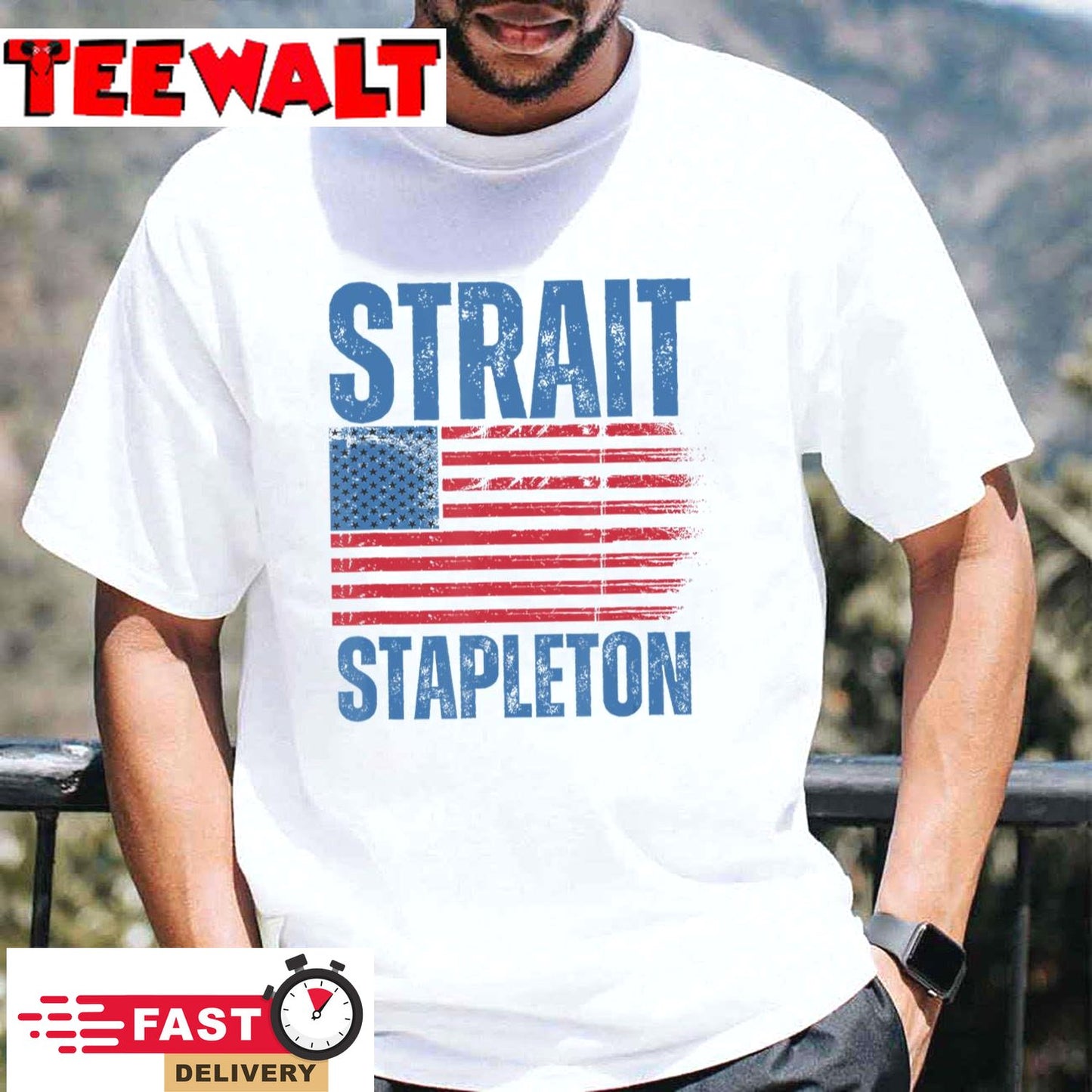 Strait Stapleton American Flag Patriotic USA Concert T-Shirt