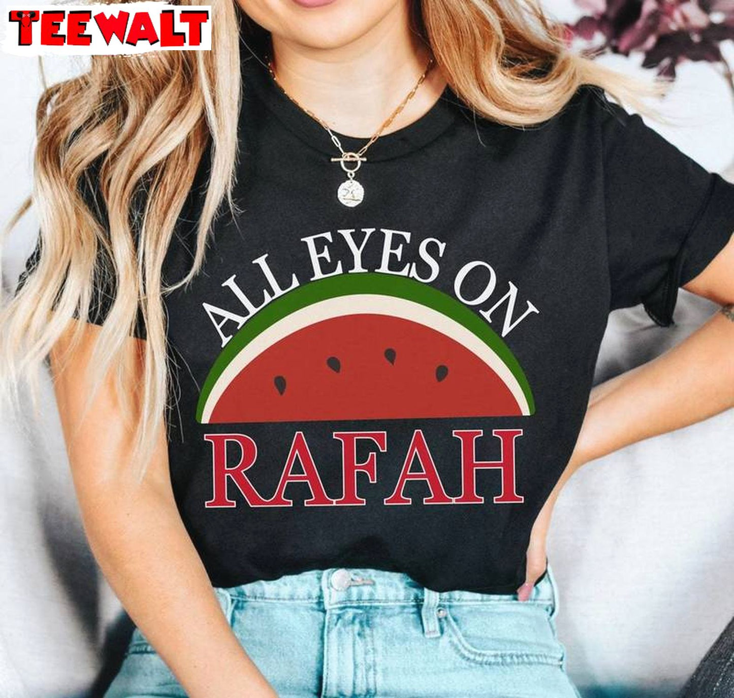 Limited Watermelon Sweatshirt , Cool Design All Eyes On Rafah Shirt Long Sleeve