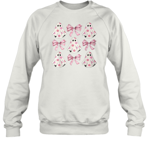 Halloween Coquette Pink Bow Ghost T-Shirt