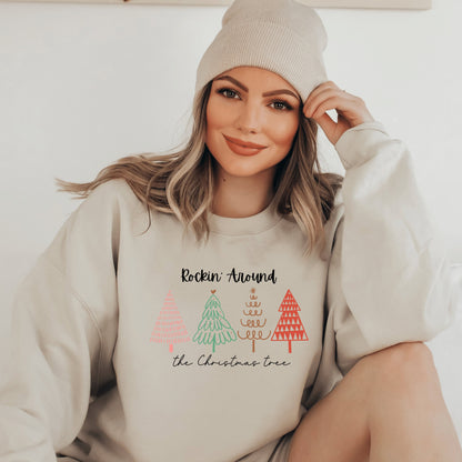 Christmas Tree Sweatshirt Women'S Holiday Crewneck Pullover For Tree Picking