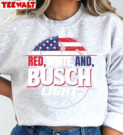 Red White And Busch Light Cool Design Shirt, Must Have Busch Light Tee Tops Sweater