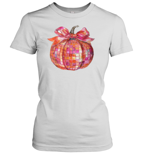 Cute Coquette Bow Disco Pumpkin Fall Autumn Halloween T-Shirt