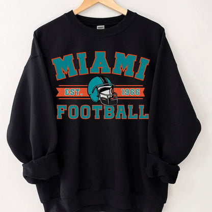 Miami Football Vintage Crewneck Sweatshirt, Retro Dolphin Gift For Women