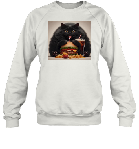 Black Cat Eating A Chesseburger And Fries With A Soda T-Shirt