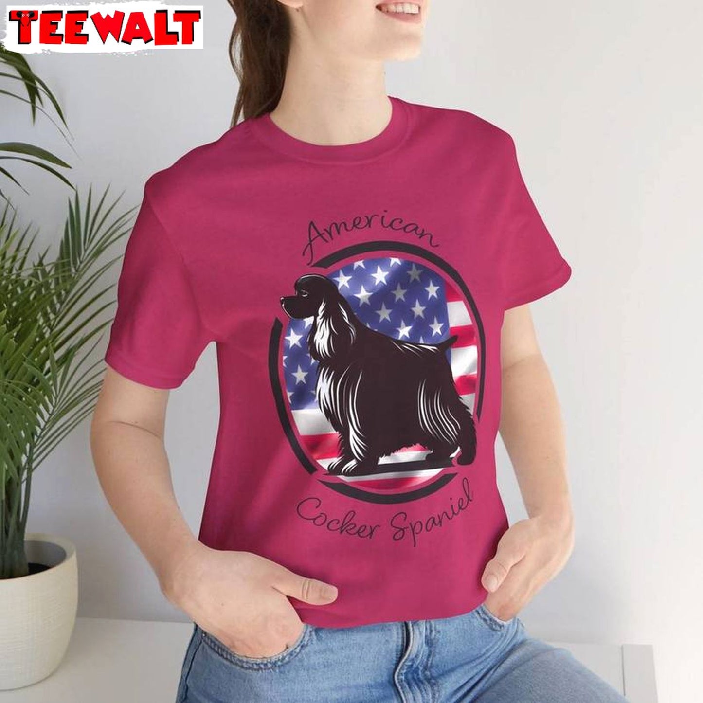 American Cocker Sweatshirt , New Rare 4th Of July Crewneck Long Sleeve