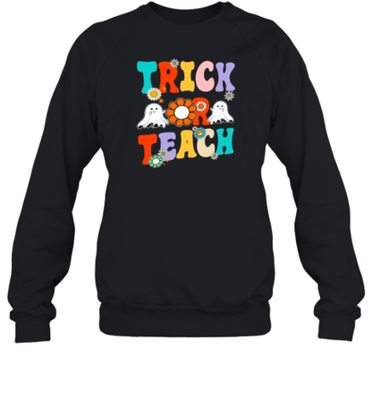 Flower Ghost Halloween Trick Or Teach T-Shirt