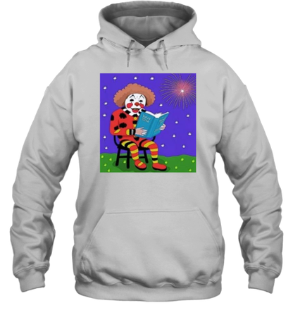 Ai Generated Old Clown Reading Book T-Shirt