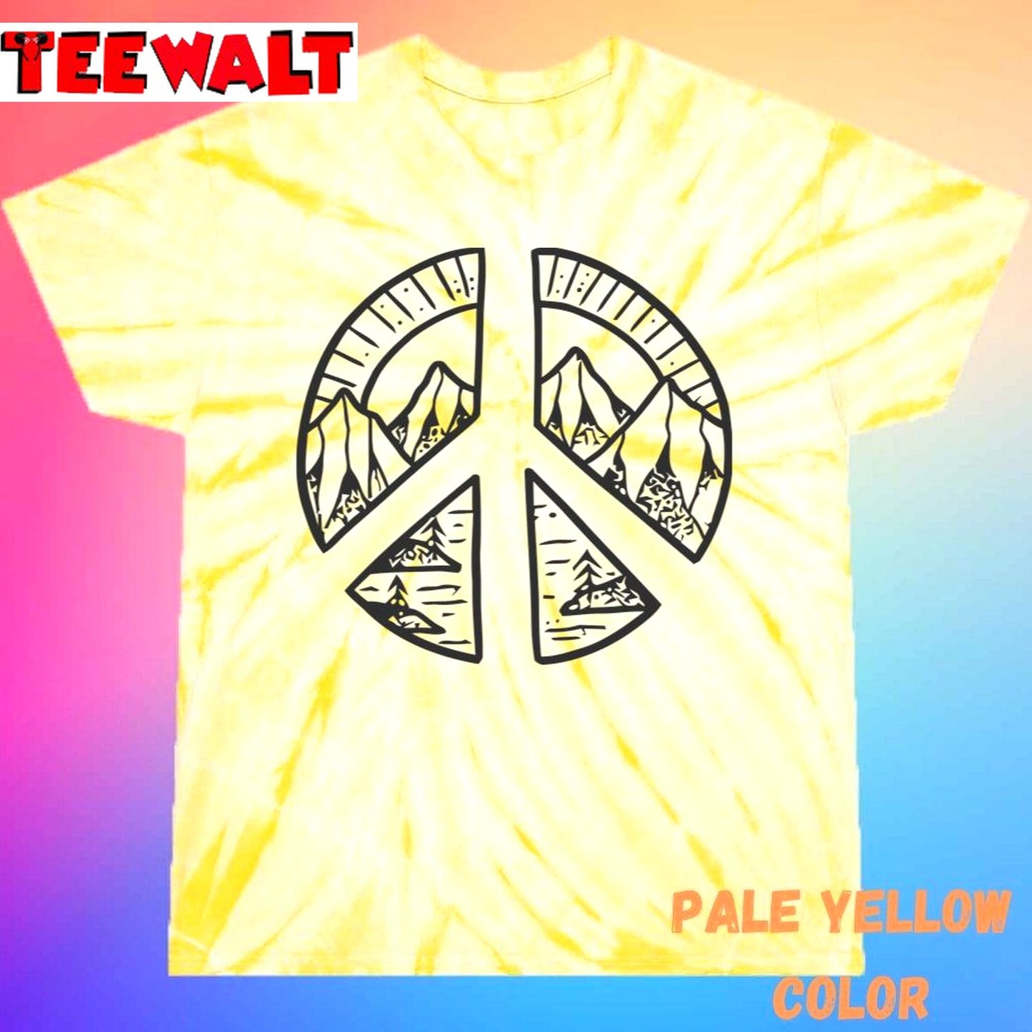 Peace Sign And Mountain Unisex Tie Dye Tee