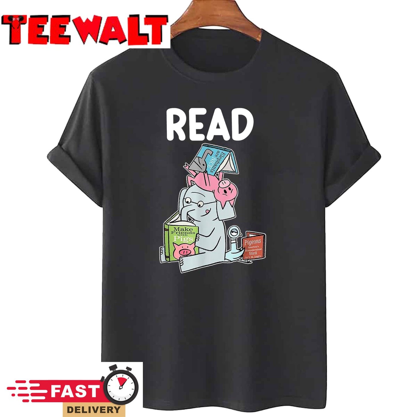 Funny Teacher Library Read Book Club Piggie Elephant Pigeons T-Shirt