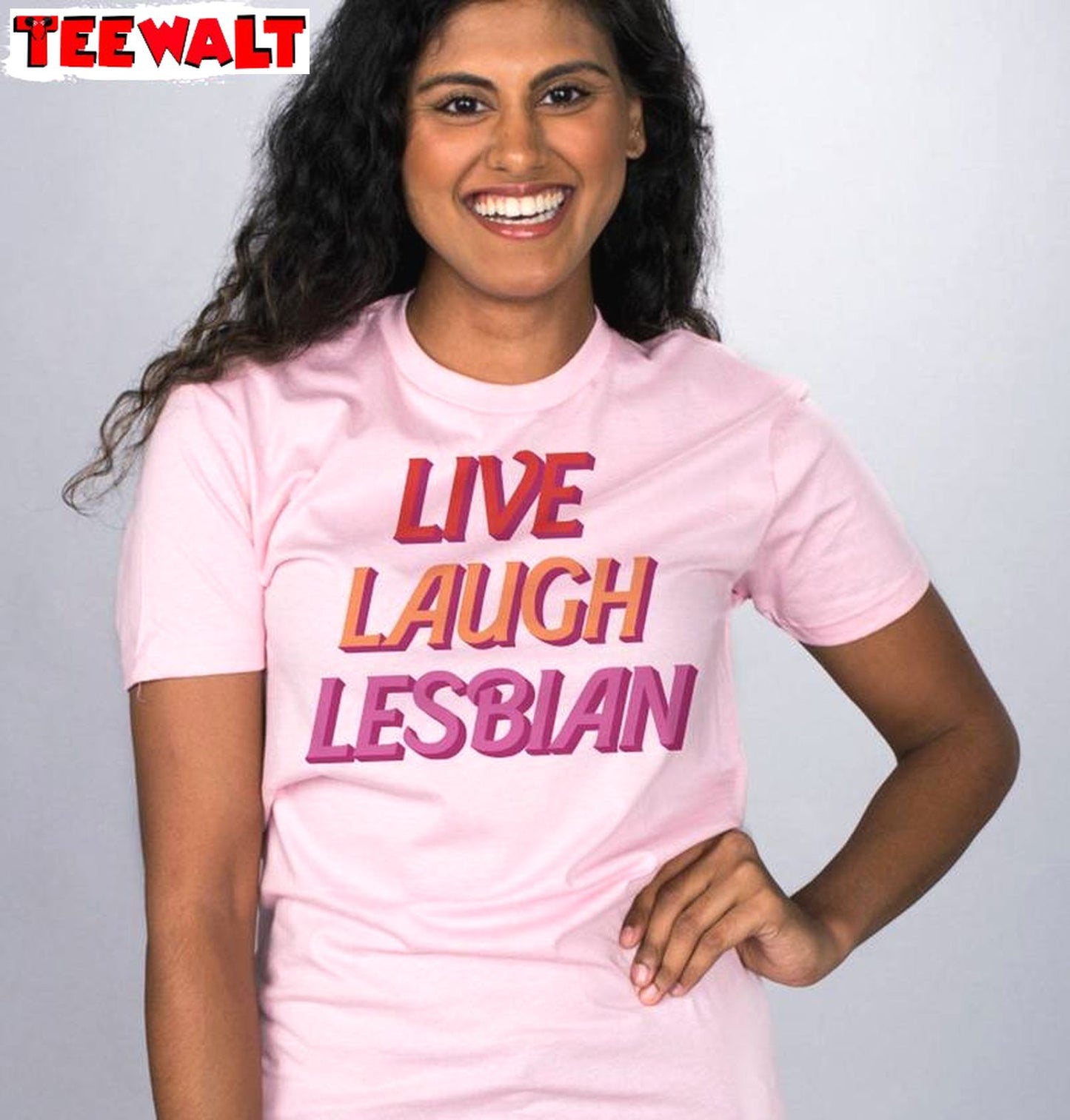 Awesome Live Laugh Lesbian Shirt, Who Love Girls Lovers Short Sleeve Crewneck