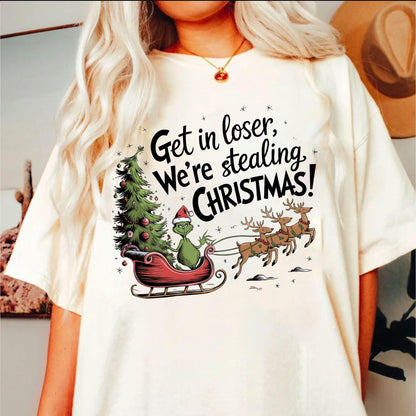 We'Re Stealing Christmas Funny Santa Retro Character Shirt