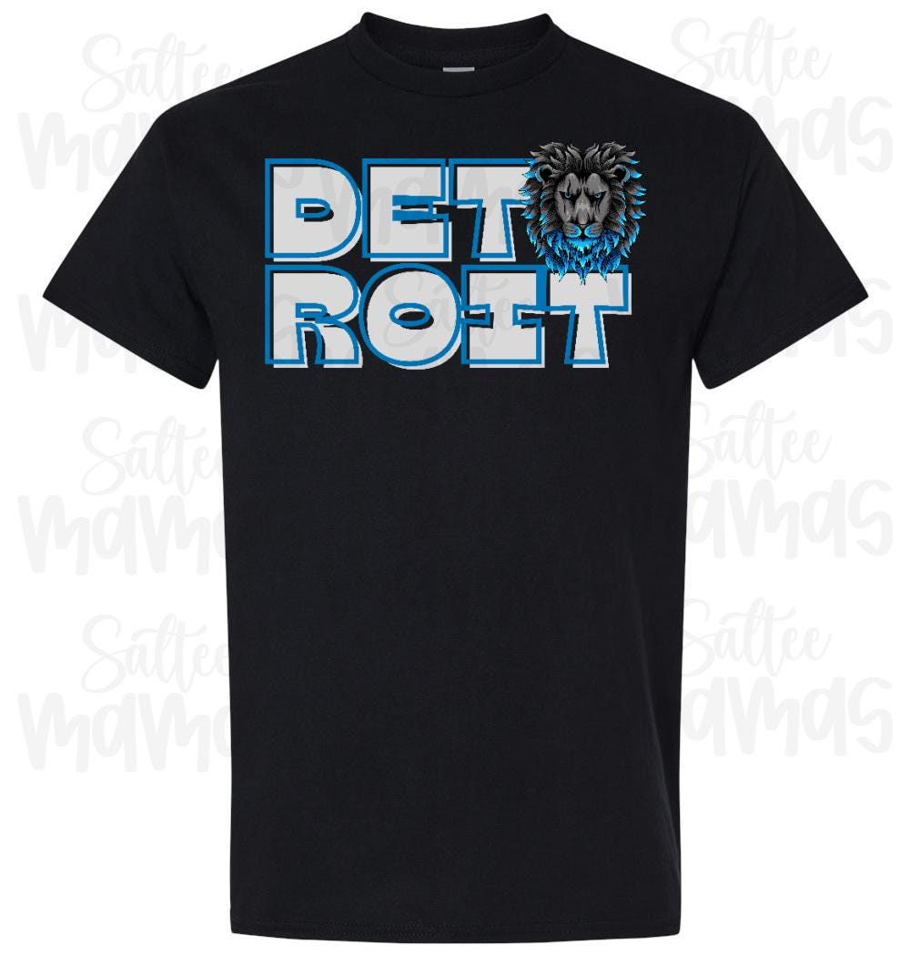 Detroit Football Grey And Blue With Lion Head Design