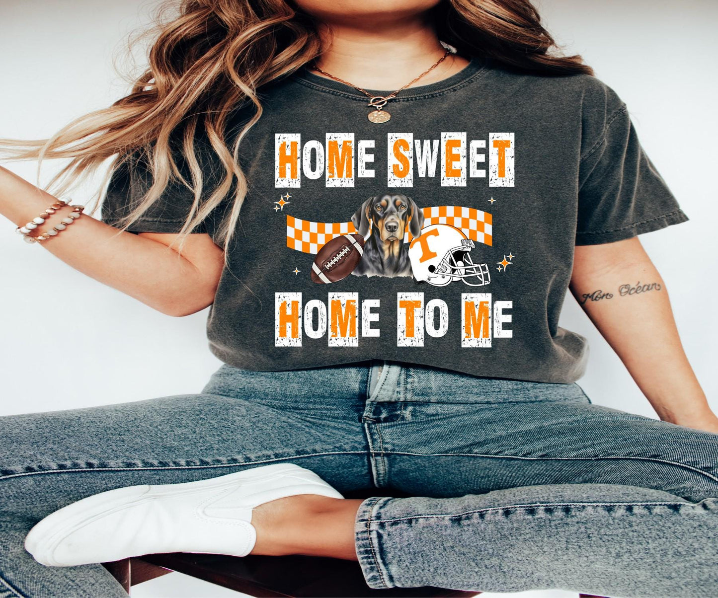 Smokey Orange And White Checkerboard Tennessee Football Tee